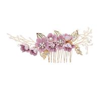 minkissy Purple Wedding Hair Comb Lilac Headpiece with Pearl Crystal Rhinestone Clip for Bride Bridesmaid Occasion Hair Accessories