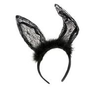 minkissy Rabbit Bunny Ears Hairbands Boys and Girls Cosplay Headdress Lace Hair Decors Black Headband