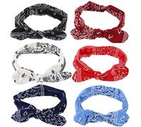 minkissy Rabbit Ears Headband Stretchy Hair Bands Elastic Knot Hair Bands Creative Paisley Design for Boys and Girls