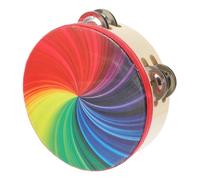 minkissy Rainbow Tambourine Handheld Percussion Instrument with Double Row Jingles Colorful Musical Drum for Wear-resistant Design for Dance Karaoke and Rhythm Training
