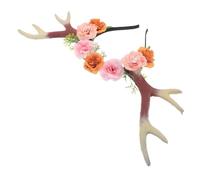 minkissy Realistic Deer Antlers Headband Lightweight Comfortable Fit with Lifelike Reindeer Horns and Ears Cosplay Accessory for Halloween Christmas Party in Light Brown