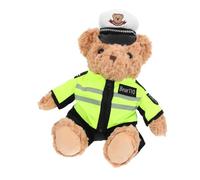 minkissy Realistic Police Bear Plush with Traffic Uniform Sitting Stuffed Animal for Boys and Soft Interactive Learning Birthday and Special Occasions