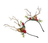 minkissy Realistic Reindeer Antlers Headband Hairband Christmas Deer Headband Festival Accessories Headpiece with Tree Branch Decor