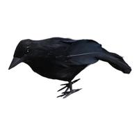 minkissy Realistic Simulation Crow Decoration Black Feathered Crow Statue Made of Foams and Artificial Plumes, Flexible and Easy to Use Halloween Tabletop Ornament for Garden or Theme Party