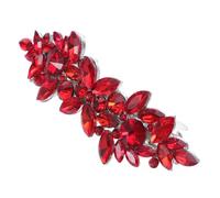 minkissy Red Flower Hair Clips for Weddings Rhinestone Crystal Hair Barrettes for Brides Bridesmaids Elegant Accessories for Bridal Updos Loose Hairstyles