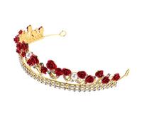 minkissy Red Rose Bridal Tiara Lightweight Alloy Crown Headpiece with Sparkling Rhinestones Elegant Korean Style Wedding Party Accessory for Women