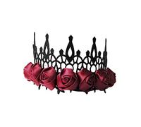 minkissy Red Rose Gothic Crown Tiaras - Lightweight Cloth Headband Cosplay Headdress for Women Girls Halloween Birthday Wedding Party Accessory