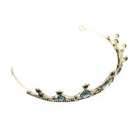 minkissy Retro Baroque Hollow Crown Tiara Green Crystal Bride Crown Wedding Party Headdress for Women Bridal Hair Accessories