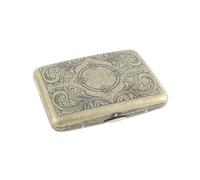 minkissy Retro Stainless Steel Cigarette Case with Embossed Vintage Pattern Durable Box for Indoor Outdoor Use Portable Flip Cover for Gift