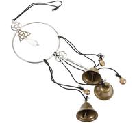 minkissy Retro Style Witch Bell Wind Chime with Crystal and Iron Materials, Delicate Ancient Style Hanging Decor for Door and Room, Producing Crisp Sound to Disperse Negative Energy