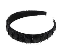 minkissy Rhinestone Black Wide Headband Sequin Beaded Hair Accessory for Women and Girls Bridal and Party Hair Decoration