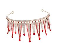minkissy Rhinestone Bridal Tiara Crown Headband for Wedding Bride Baroque Style Gold Red Crystal Hair Accessory Elegant Bridal Crown and Party