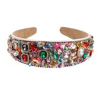 minkissy Rhinestone Crystal Headband Wide Baroque Style Hair Hoop Shiny Beaded Hairband for Women Evening Party Hair Accessory