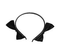minkissy Rhinestone Embellished Black Bow Headband for Women Lightweight Comfortable Fit Jeweled Hairband for Parties Weddings Daily Wear Stylish Bowknot Design