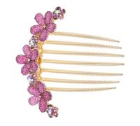 minkissy Rhinestone Flower Hair Comb Purple Floral Hairpin Barrette for Bridal Wedding Christmas Parties and Prom Lightweight Comfortable Fit Effortless Styling Accessory