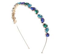 Minkissy Rhinestone Headband Blue Green Crystal Headpieces Wedding Bridal Hair Accessories for Women Girls