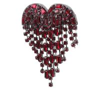 minkissy Rhinestone Heart Brooch Pin with Tassel Pendant, Shiny Wedding Lapel Pin for Bridesmaids and Valentine’S Day, Elegant Red Statement Jewelry Accessory for Women’S Suits and Dresses