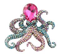 minkissy Rhinestone Octopus Brooch Pin for Women Alloy Lapel Pin Unique Animal Jewelry Sparkly Clothing Decor for Birthday and Party