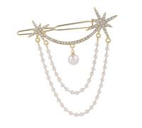 minkissy Rhinestone Pearl Chain Tassel Hair Clip Lightweight Decorative Side Hairpin for Women Elegant Wedding and Birthday Accessories