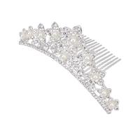 minkissy Rhinestone Pearl Crown Hair Comb - Mini Princess Crown Comb Wedding Crystal Tiara Crown Headbands for Wedding Birthday Party