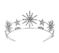 Minkissy Rhinestone Star Crown Star Bridal Wedding Crown Star Rhinestone Tiara Crowns Wedding Crystal Bridal Headband Silver