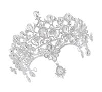 minkissy Rhinestone Wedding Bridal Crown Headband Silver Crystal Heart Shaped Tiara for Bride Lightweight Decorative Headpiece for Wedding Party Prom and Stage Performance