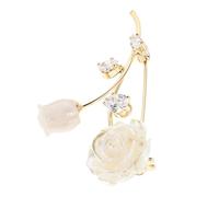 minkissy Rose Flower Brooch Pin with Zircon Embellishments Elegant Floral Lapel Pin for Men and Women Timeless Accessory for Weddings Parties and Everyday Wear Versatile Design for Suits
