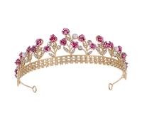 minkissy Rose Flower Crown Tiara Headband for Women Bridal Wedding Rhinestone Metal Rose Headpiece Lightweight Comfortable Bride Hair Accessory for Parties and Galas