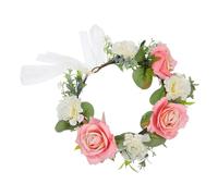 minkissy Rose Wreath Headband Floral Headband Simulation Flower Crown Handmade Braided Hair Accessories for Weddings Festivals and Everyday Fashion