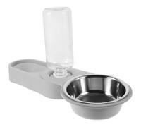 minkissy Rotatable Corner Double Stainless Steel Cat Bowls with Folding Feeder Gray, Automatic Pet Water Dispenser and Food Feeder for Cats and Small Pets