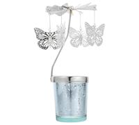 minkissy Rotating Metal Butterfly Candle Holder Spinning Tea Light Carousel for Home Decor Christmas Votive Candlestick Cozy Ambiance Creator Easy Maintenance Gift for Women and Family