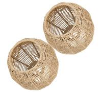 minkissy Rustic Pendant Lampshade Set Fade Resistant and Environmentally Friendly 2pcs with Imitation Rattan Weaving Hanging Light Covers for Dining Area or Bedroom