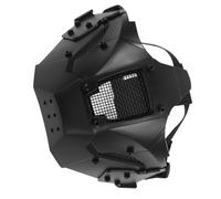 minkissy Samurai Half Face Mask for Men Halloween Cosplay Futuristic Black Ninja Skull Cover with Mechanical Display Base for Gothic Costume Parties