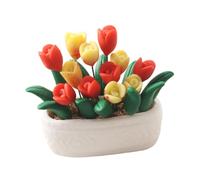 minkissy Scale Dollhouse Artificial Mini Bonsai Decoration Smooth Surface Lightweight Mini Flower Model for Doll House Micro Scene