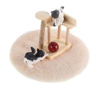 minkissy Scale Mini Wooden Cat Tree Ornament for Dollhouse Realistic Cat Climbing Structure Playset for Role Play Miniature Photography Collectible Dollhouse Accessories