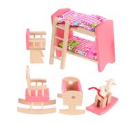 minkissy Scale Wood Dollhouse Bunk Bed Miniature Brown Bed for Play Authentic Crafted Scale Furniture with Detailing Wooden Dollhouse Bedroom Accessory