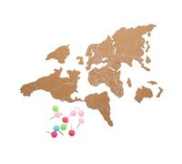 minkissy Self Adhesive Cork Board World Map with Push Pins Decorative Sticky Memo Board for School Home Kitchen Office Childrens Educational Activity Easy Installation Detailed