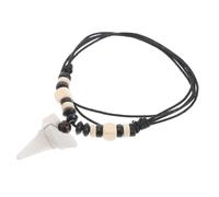 minkissy Shark Tooth Necklace for Beach Outings and Surfing Adventures with Wooden Beads Adjustable Length Retro Men's Beach Surfer Jewelry