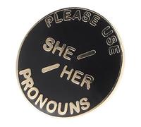 minkissy She Her Pronoun Badge Circular Gender Identity Label Pin Stylish Brooch for Expressing Identity Lightweight Comfortable Accessory Unique present Idea for Holidays