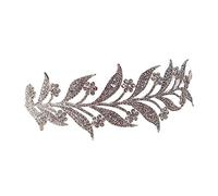 minkissy Silver Alloy Bride Crown White Rhinestone Leaves Wedding Hair Accessories Bridal Rhinestone Headband for Brides and Bridesmaids Elegant Ceremony Hairpiece