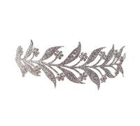 minkissy Silver Bride Crown Wedding Hair Accessories Leaves Shaped Alloy Rhinestone Chic Delicate Eye-catching Headpiece for Photography and Cosplay