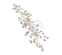 minkissy Silver Floral Hair Comb with Pearl and Rhinestone Accents Elegant Bridal Wedding Headpiece for Brides and Bridesmaids Design Enhancing Wedding Hairstyles