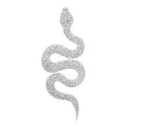 minkissy Silver Snake Shaped Embroidered Iron-on Patch with Rhinestones Crystal Badge 26.5x10cm DIY Fabric Applique for Clothing Shoes Hats Bags Decoration