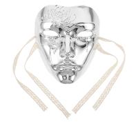 minkissy Silver Steampunk Full Face Mask for Men with Intricate Patterns and Exceptional Comfort, Abs Material Punk Cyborg Style Suitable for Cosplay Parties and Masquerade Balls
