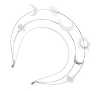 minkissy Silver Three Handmade Crown Headband with Star and Moon Elements Lightweight Comfortable Party Tiara for Birthday Cosplay and Mystical Costume Celebrations