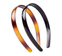 Minkissy Simple Headband Tortoise Shell Headband Fine Tooth Hair Acessories for Womens Girls (2 Pcs)