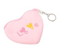 minkissy Small Plush Heart Shaped Coin Purse for Cute Pink Fluffy Pouch Keychain Versatile Soft Wallet for Coins and Small Essentials Charming Valentines Day Accessory