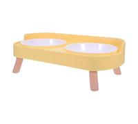 minkissy Small Raised Pet Bowl Non-tip Stand, Elevated Lemon Yellow Feeding Dish for Cats and Small Breed Dogs, Spill-resistant Elevated Feeding Station