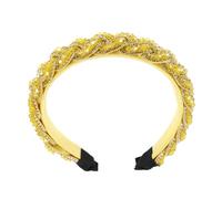 minkissy Sparkly Beaded Headband for Women Baroque Yellow Rhinestone Hairband Wedding Headdress with Dazzling Crystal Embellishments Comfortable Wide Band for Formal and Casual Events