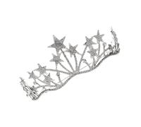 minkissy Star Shape Rhinestone Crown Headband for Women Bride Crystal Headdress Wedding Hair Accessory Silver Fashion Hairband